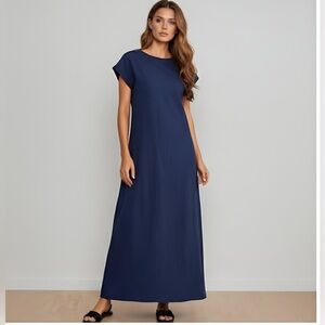 Cotton Maxi Dress Navy Blue